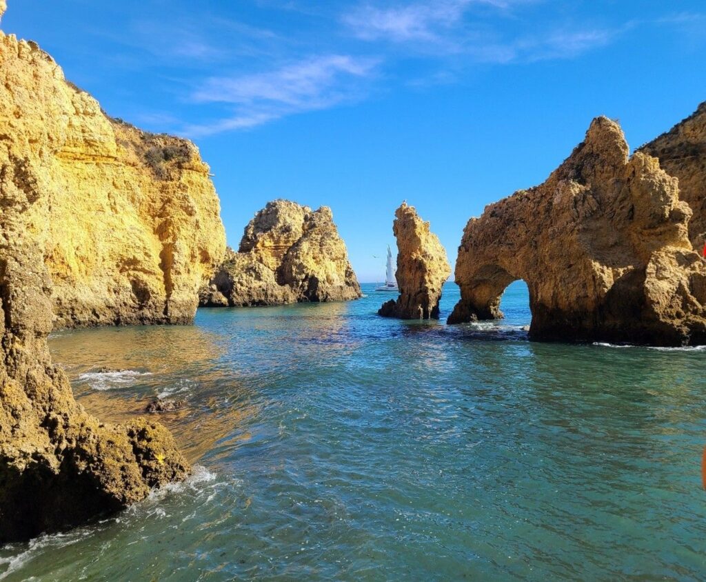 Portugal Algarve coast rock formations and caves
