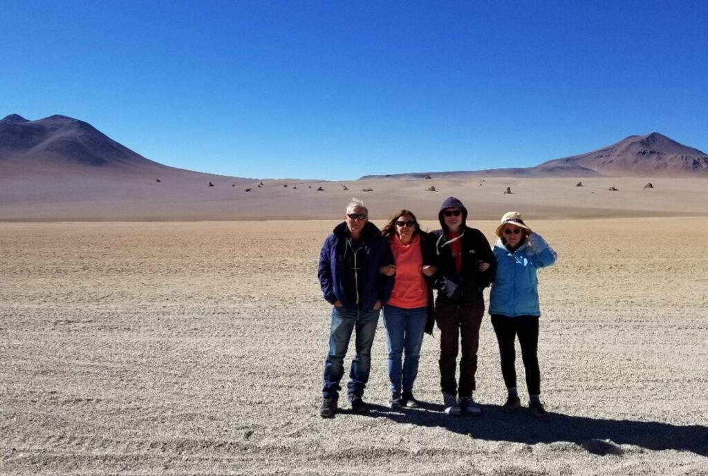 Valentin, wife and friends in Atacama Desert 