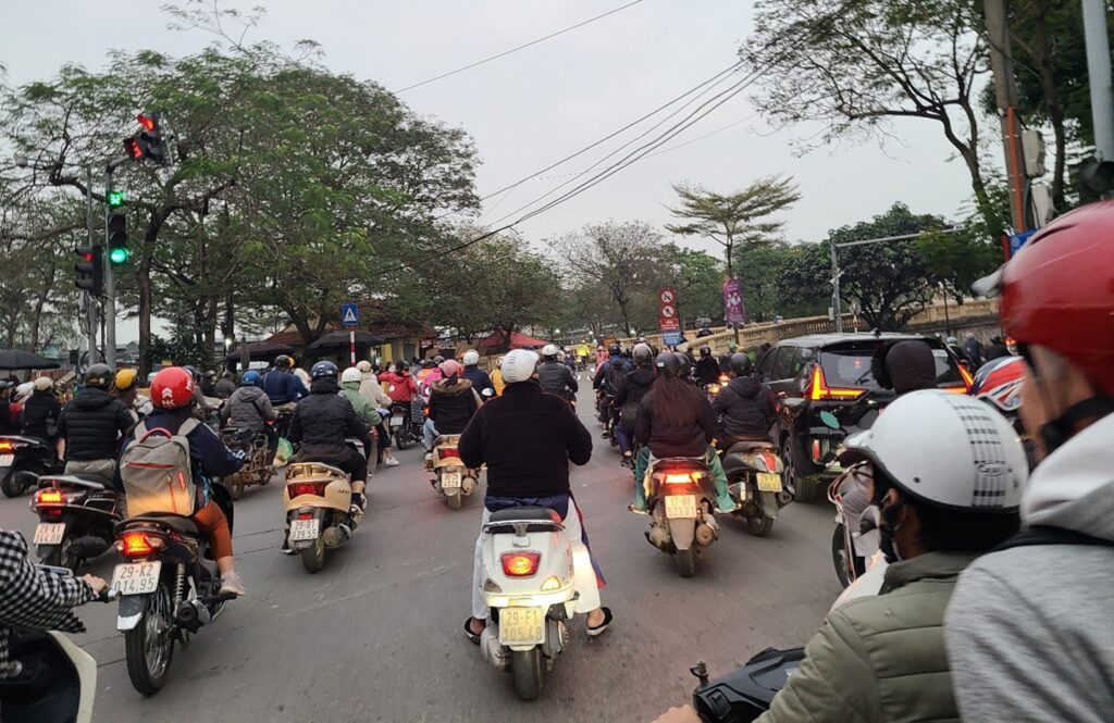 Chaotic traffic in Hanoi Vietnam trip planning