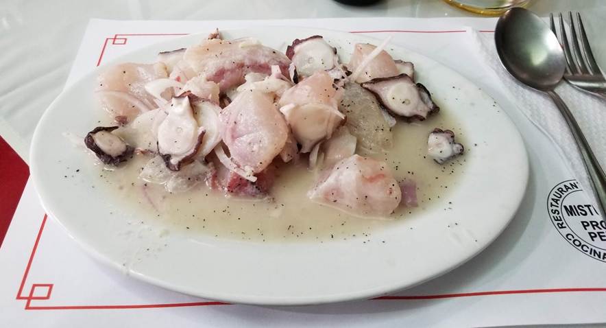 Ceviche at Chez Wong restaurant in Lima