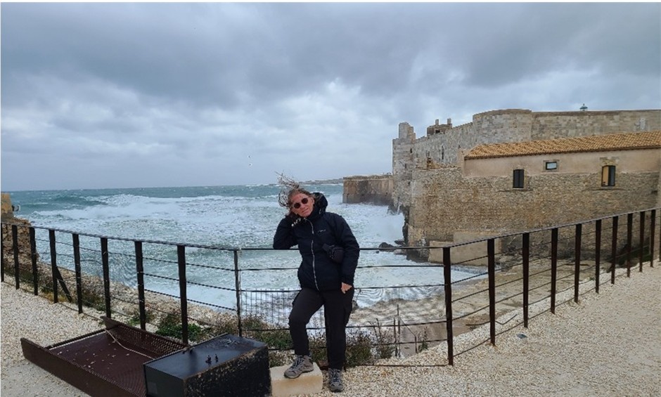 Rainy day in Siracusa old town during winter travel