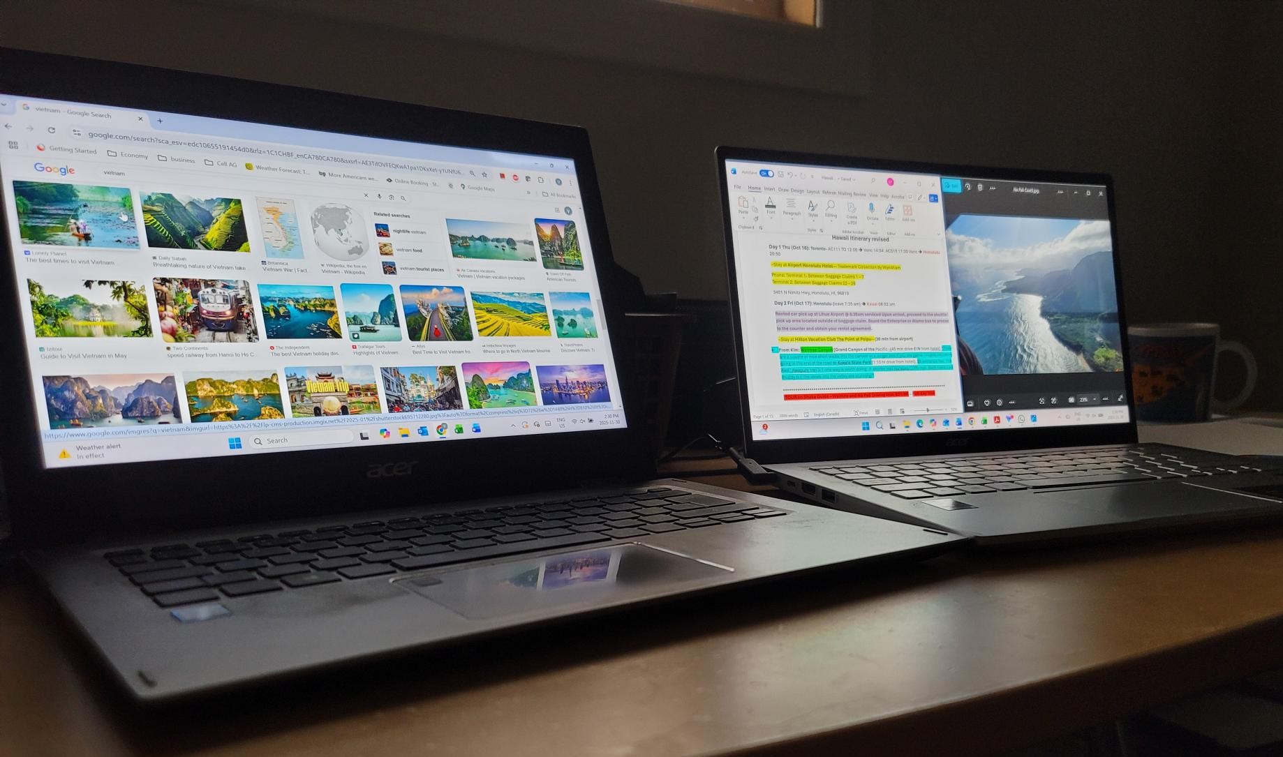 travel planning itinerary with notes