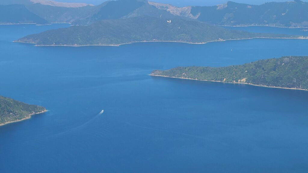 Marlborough Sounds, New Zealand viewed from a small plane
