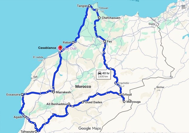 Morocco tour map