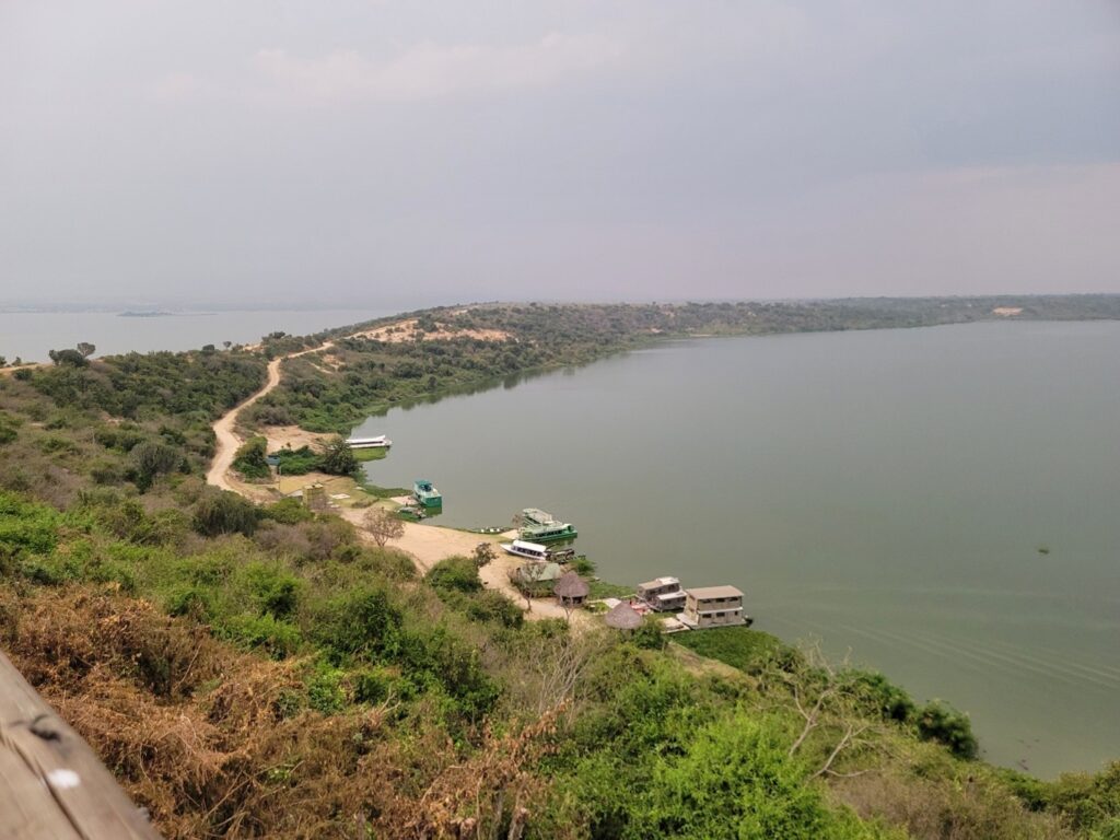 Lake view from Mweya Safari Lodge restaurant balcony