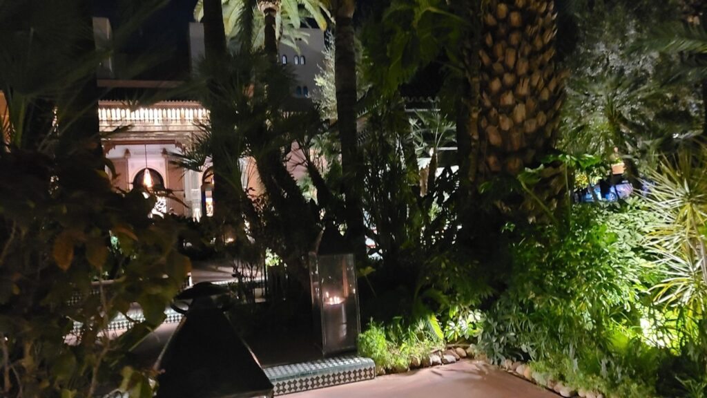 La Mamounia Hotel Garden at night