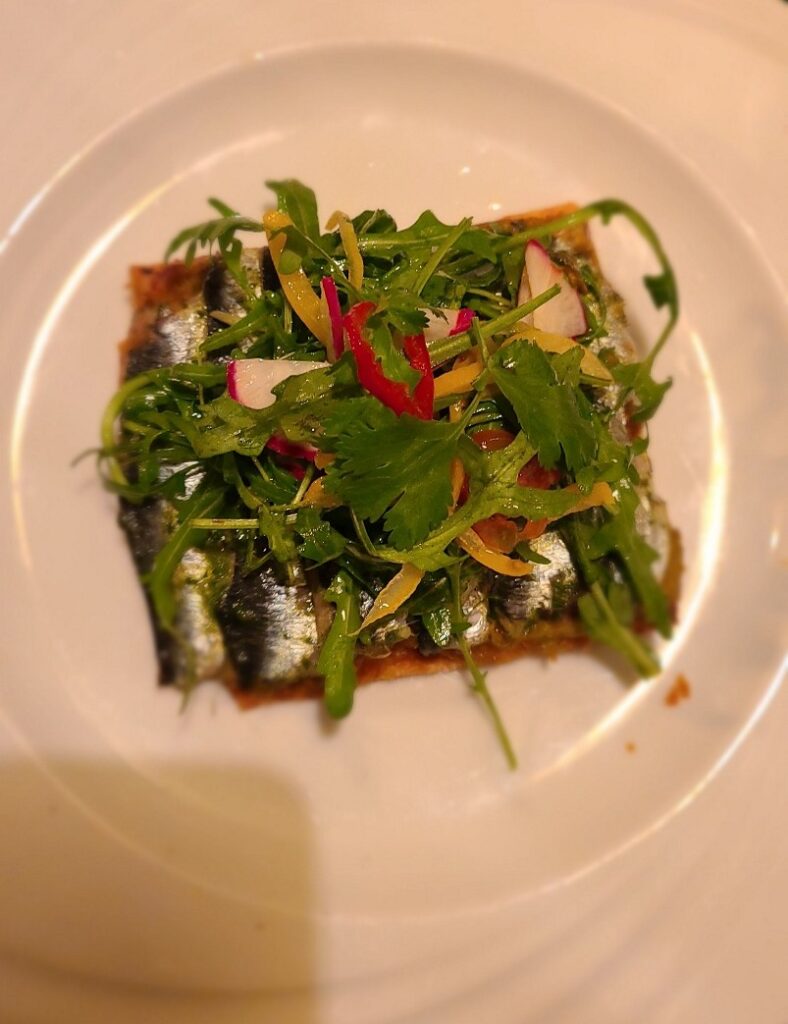 Sardine tarte at Nomad restaurant in Marrakech